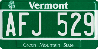 VT license plate AFJ529
