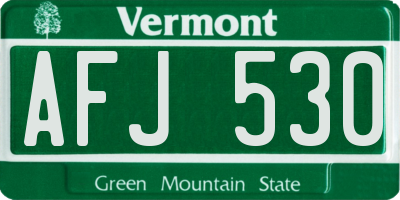 VT license plate AFJ530