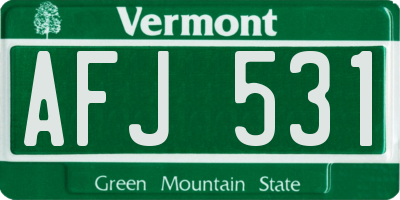 VT license plate AFJ531