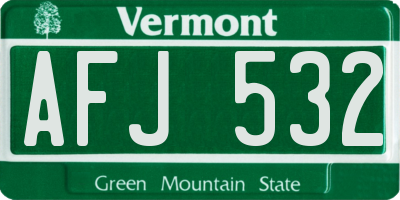 VT license plate AFJ532