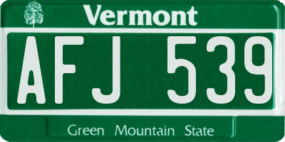VT license plate AFJ539