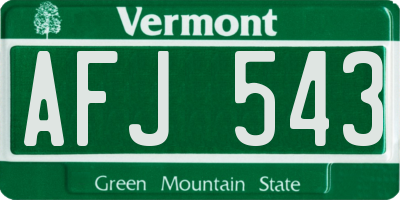 VT license plate AFJ543