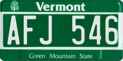 VT license plate AFJ546