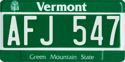 VT license plate AFJ547