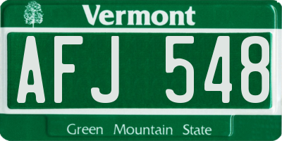 VT license plate AFJ548