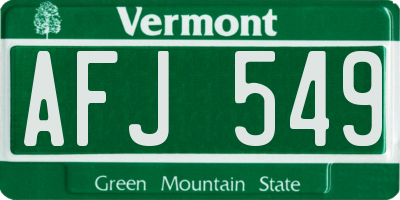 VT license plate AFJ549