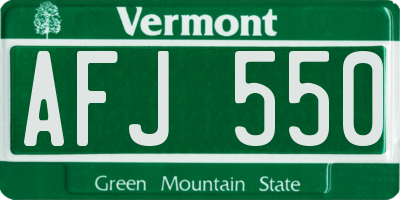 VT license plate AFJ550