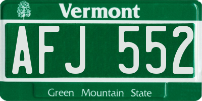 VT license plate AFJ552