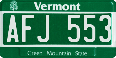VT license plate AFJ553