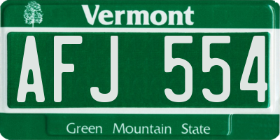 VT license plate AFJ554