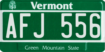 VT license plate AFJ556