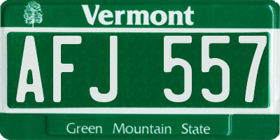 VT license plate AFJ557