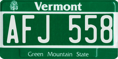 VT license plate AFJ558