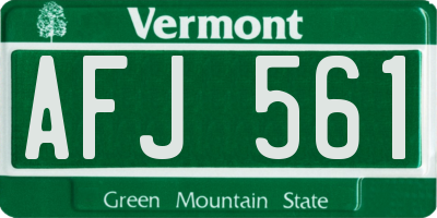 VT license plate AFJ561