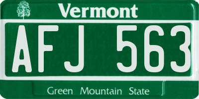 VT license plate AFJ563