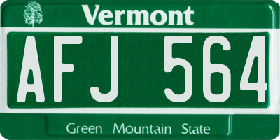 VT license plate AFJ564