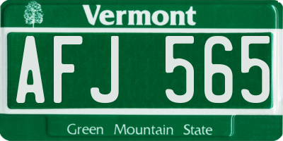 VT license plate AFJ565