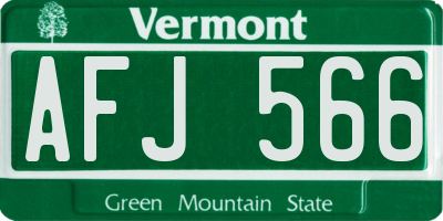 VT license plate AFJ566