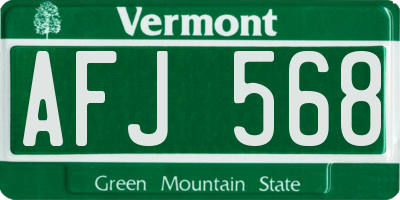 VT license plate AFJ568