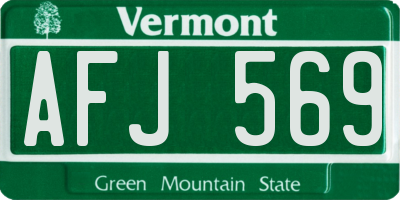 VT license plate AFJ569