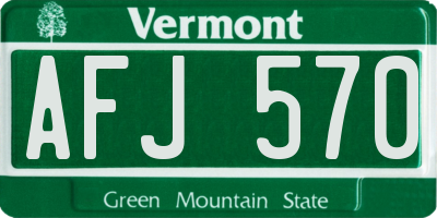 VT license plate AFJ570