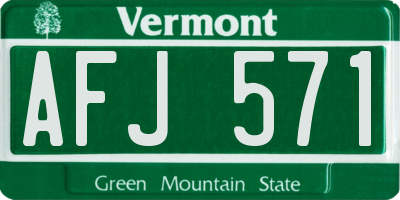 VT license plate AFJ571