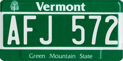 VT license plate AFJ572