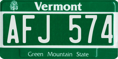 VT license plate AFJ574