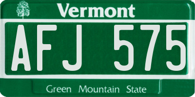 VT license plate AFJ575