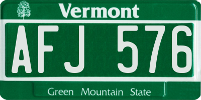 VT license plate AFJ576