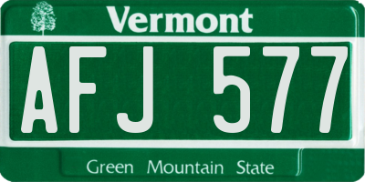 VT license plate AFJ577