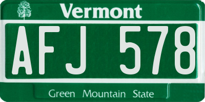 VT license plate AFJ578