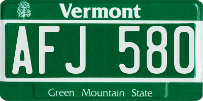 VT license plate AFJ580