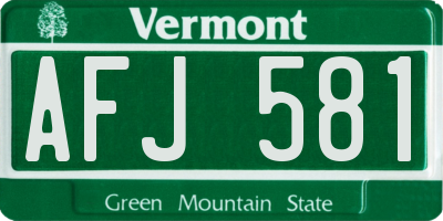 VT license plate AFJ581