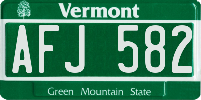 VT license plate AFJ582