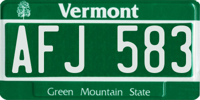 VT license plate AFJ583