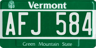 VT license plate AFJ584