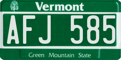 VT license plate AFJ585