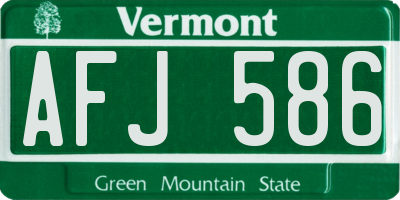 VT license plate AFJ586