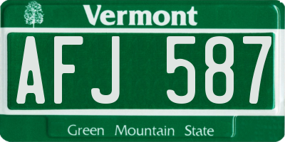 VT license plate AFJ587