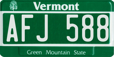VT license plate AFJ588