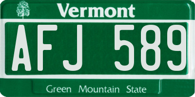 VT license plate AFJ589