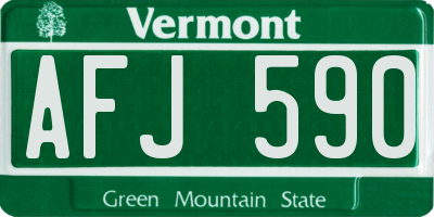 VT license plate AFJ590