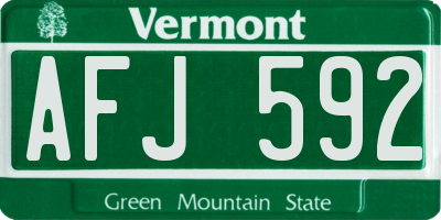 VT license plate AFJ592