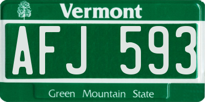 VT license plate AFJ593