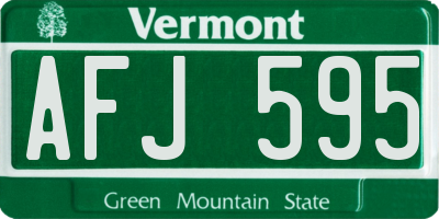 VT license plate AFJ595