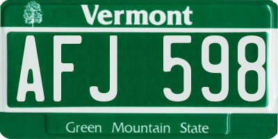 VT license plate AFJ598