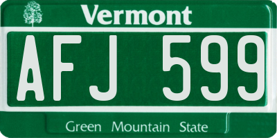 VT license plate AFJ599
