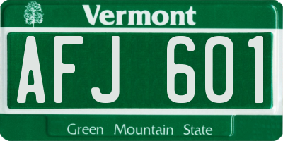 VT license plate AFJ601