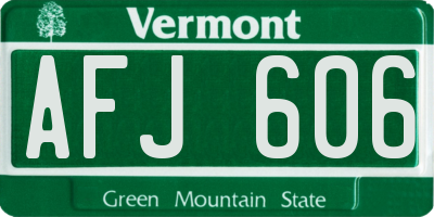 VT license plate AFJ606